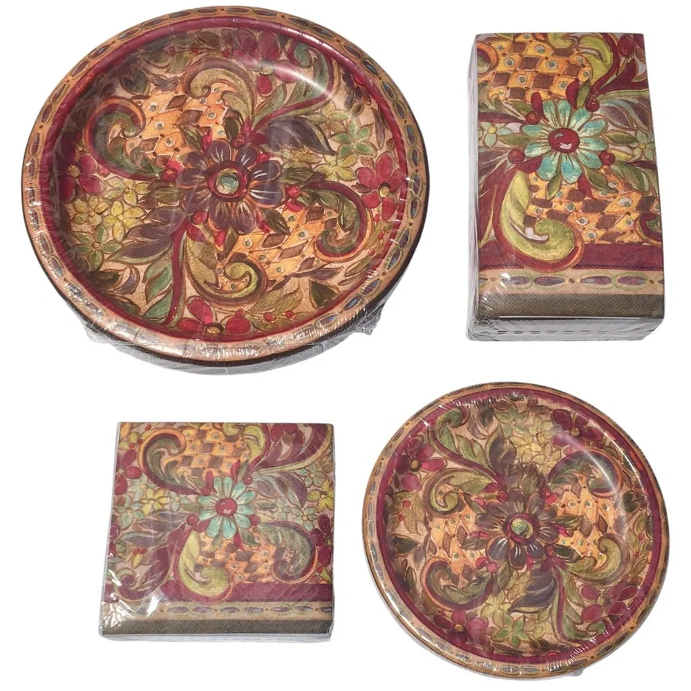 Craftmaster Cafe Rústica Party Tableware Paper Party Set, Serves 18